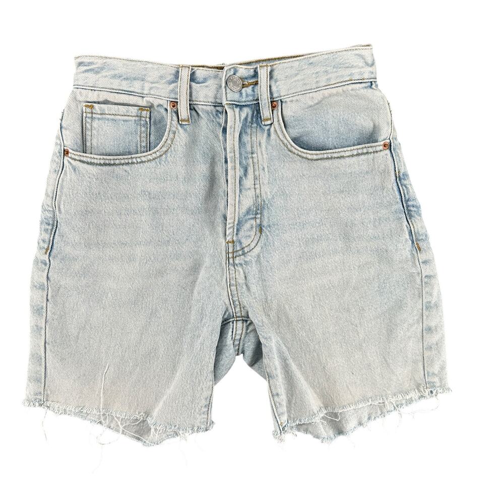 Pacsun Stretch Dad Short Cut-Off Denim Jean Shorts Size 0 Light Wash Button Fly